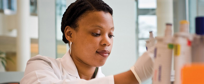 Female working in lab